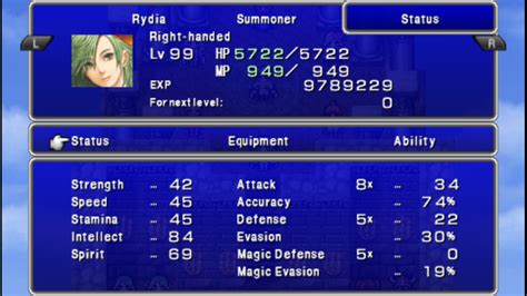 final fantasy 4 stats.